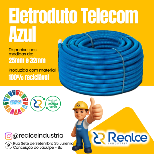 Eletroduto Corrugado azul Telecom